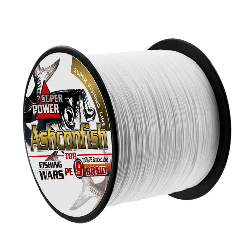 Spool of Ashconfish fishing line with label on a white background