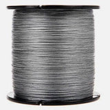 Spool of gray wire on a white background