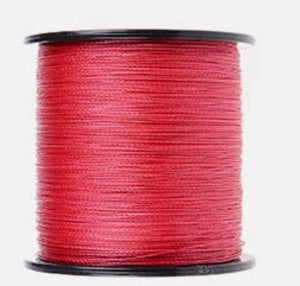Spool of red thread on a white background