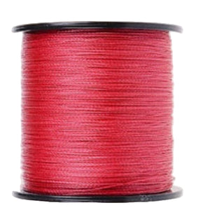 Spool of red thread on a white background