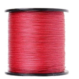 Spool of red thread on a white background