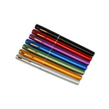 Set of colorful pens on a white background