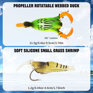 25-Piece Topwater Propeller & Frog Bait Set for Bass