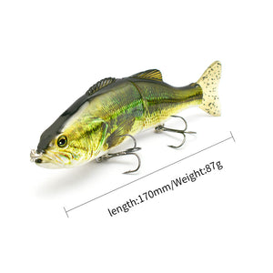 Realistic fishing lure with measurements on a white background