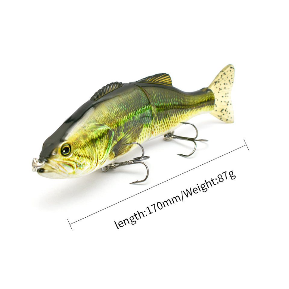 Realistic fishing lure with measurements on a white background