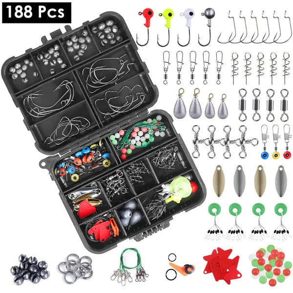 TackleMaster™ 188PCS Fishing Tackle Kit