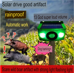 Solar-Powered Animal Repeller with Flashing Light and Ultra-High Sound