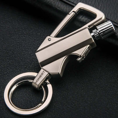 FireMate™ Premium Metal Keychain – Lighter & Bottle Opener for Camping & Outdoor
