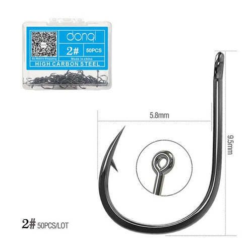 High carbon steel barbed fishing hook #2-15