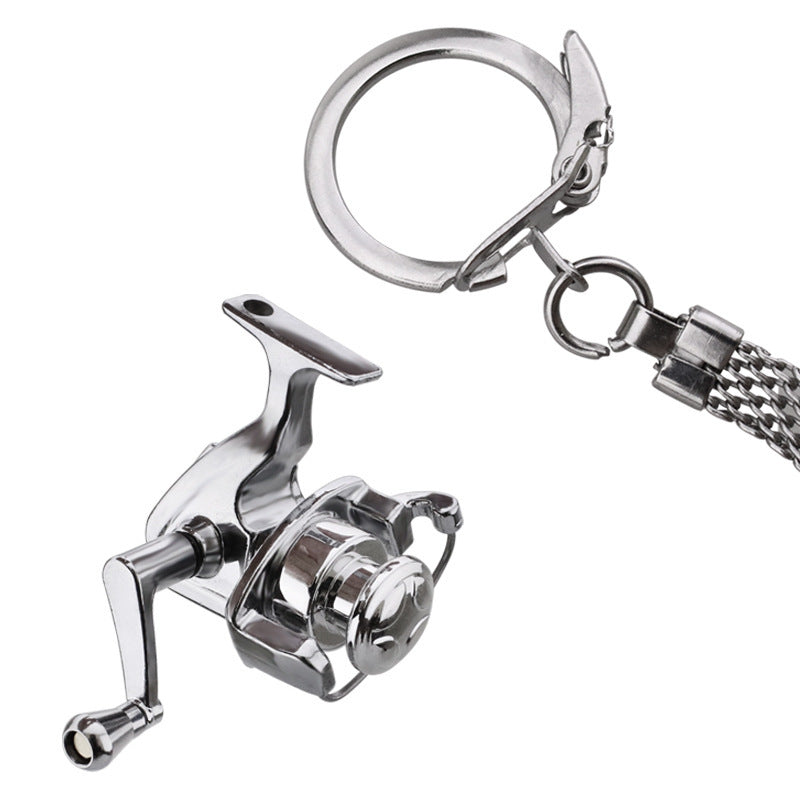 Metal Fishing Wheel Keychain