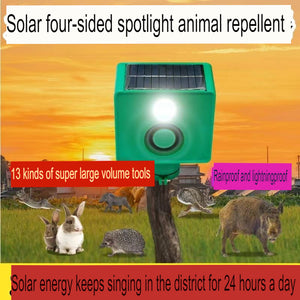 Solar-Powered Animal Repeller with Flashing Light and Ultra-High Sound