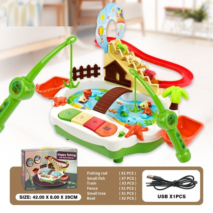 Electric Creative Fishing Platform Climbing Slide Toy