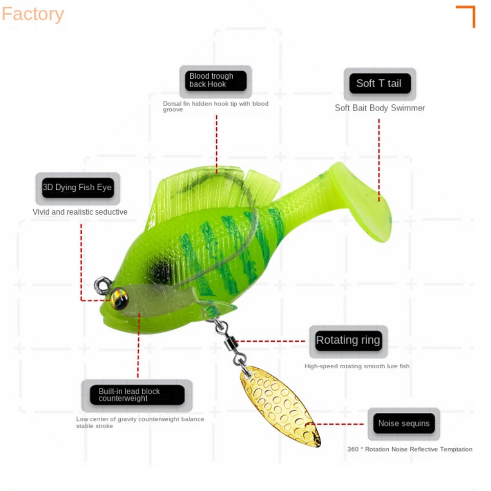 6Pcs Multiple Pre-Rigged Jig Head Soft FishingLures