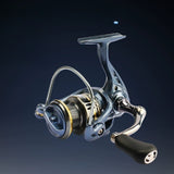 Fishing reel on a dark background