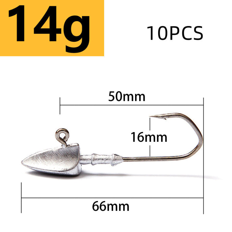 Fishing lure with measurements and packaging details on a white background