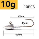 Fishing lure with measurements and quantity details on a white background