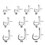 Assorted Barbed Fishing Hooks Set — Sizes 3# to 12#