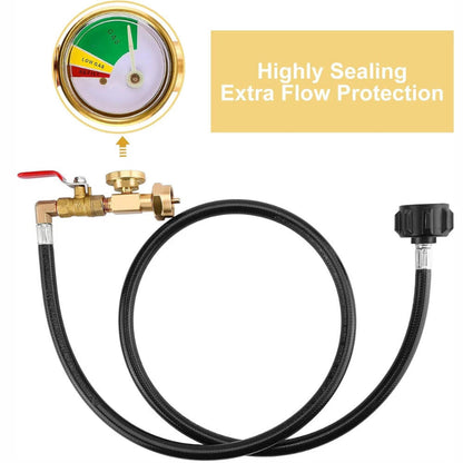 Pressure gauge with hoses and valve on a white background