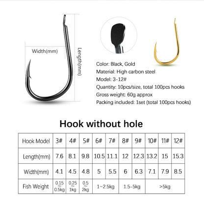 Gold & Black Fishing Hooks Set