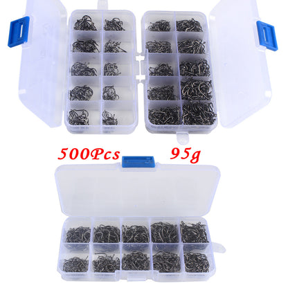 Assorted Barbed Fishing Hooks Set — Sizes 3# to 12#