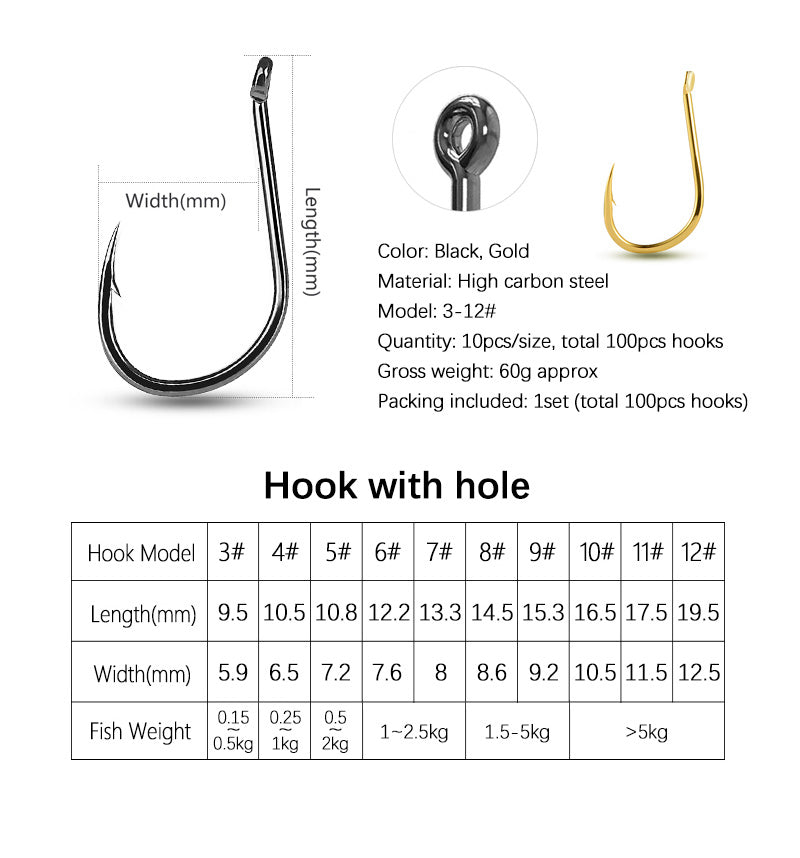 Gold & Black Fishing Hooks Set