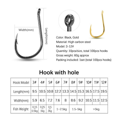 Gold & Black Fishing Hooks Set